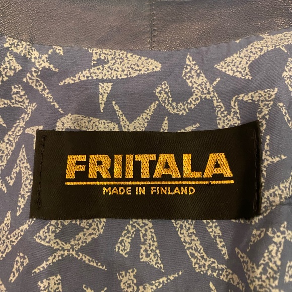 Friitala Womens Blue Suede Cardigan w Blue Leather Trim / Size 10 - Picture 9 of 16